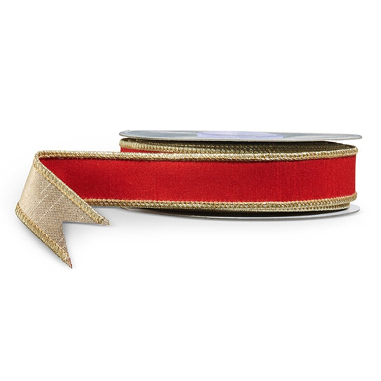 1" X 10 Yds Red and Gold Wired Ribbon