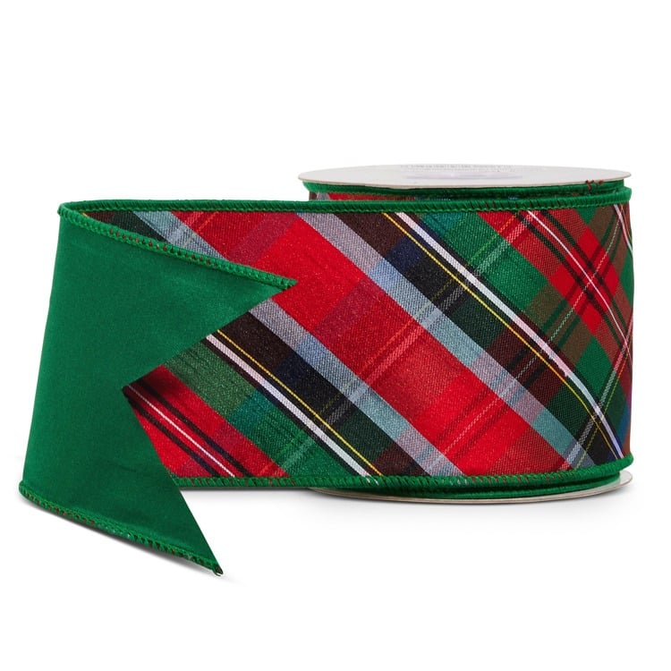 4 X 10 Yds Green Tartan Plaid Wired Ribbon