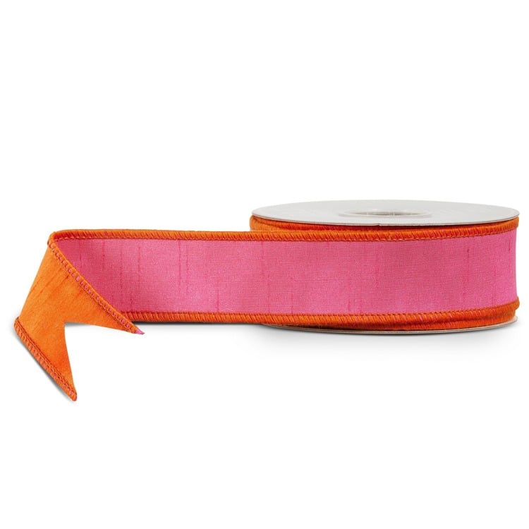 1.5 X 10 Yds Pink and Orange Wired Ribbon