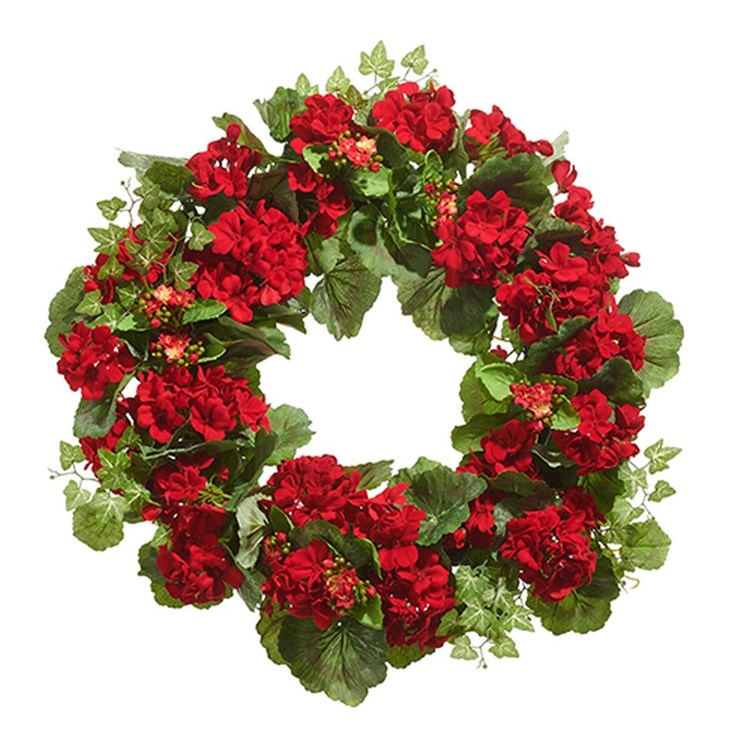 24 Red Geranium and Kalanchoe Wreath