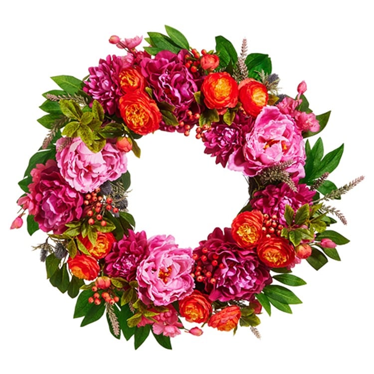 24 Mixed Pink Floral Wreath
