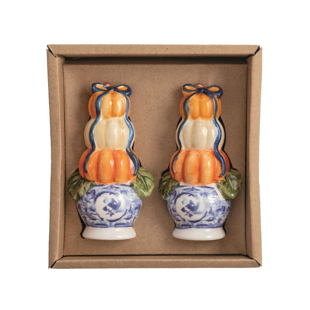 Pumpkin Topiary Salt &amp; Pepper Shaker Set