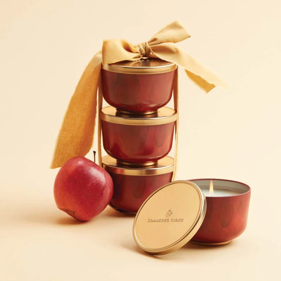 Simmered Cider Poured Candle Tin, Gold Lid