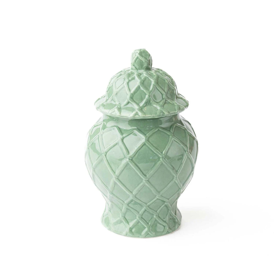 Small Textured Ginger Jar - Green