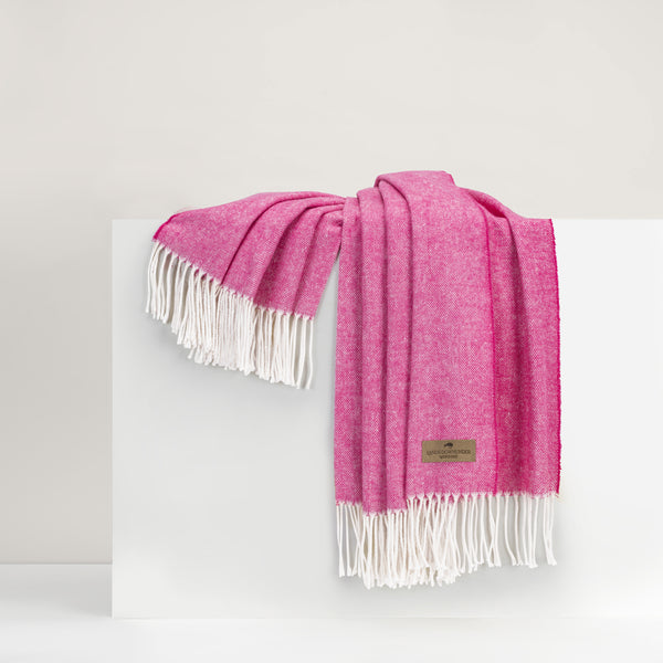 Wild Orchid Pink Italian Herringbone Throw