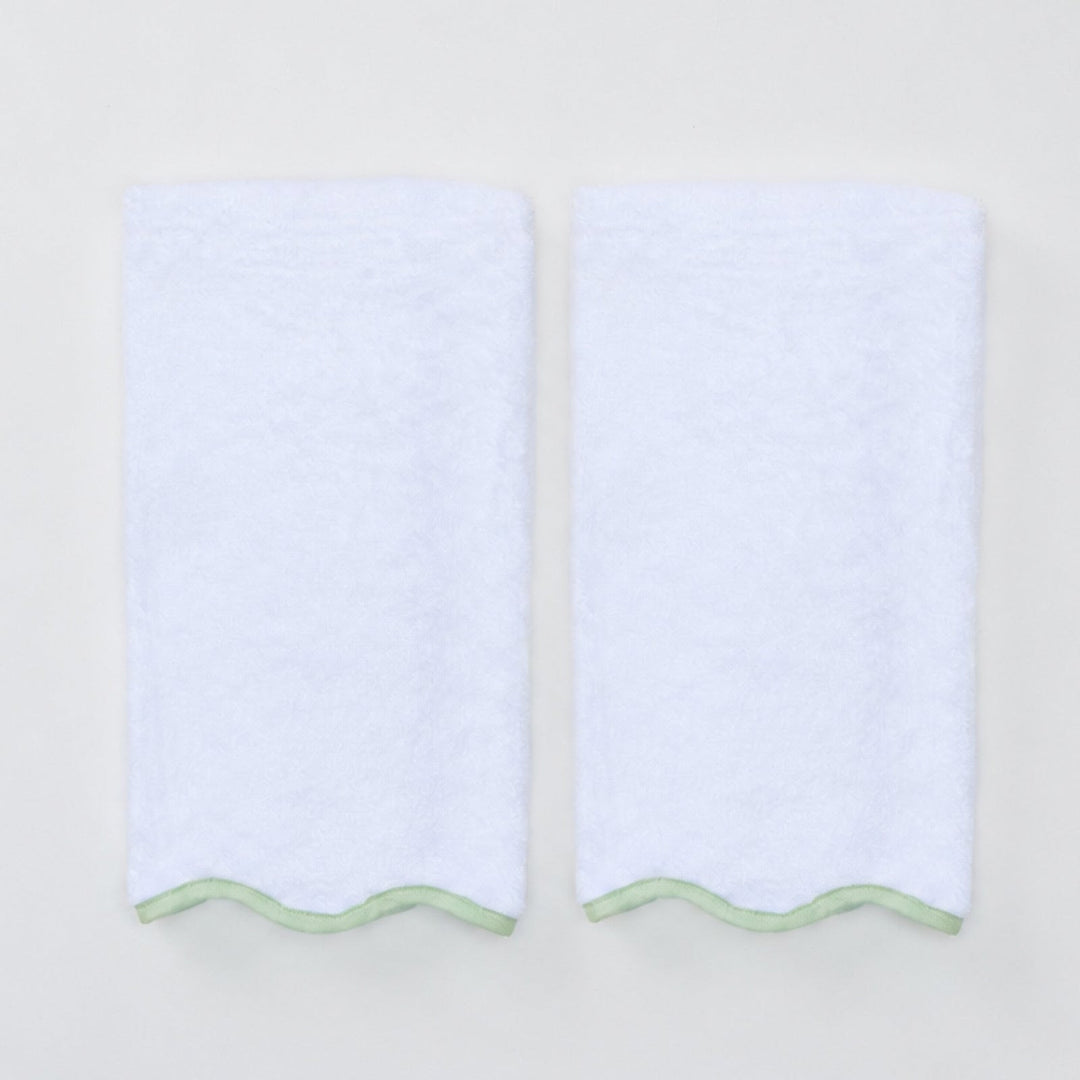 Scalloped Edge Hand Towel with Matcha Piping