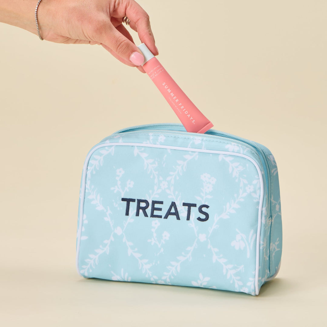 Blue Trellis Medium Patterned Toiletry Bag