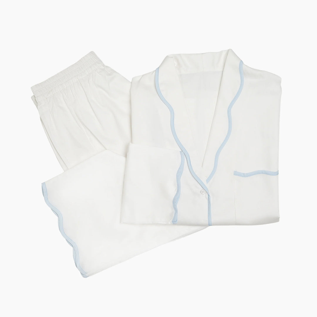 Vandy Scalloped Pajama Set - Blue