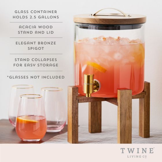 Wood and Glass Drink Dispenser