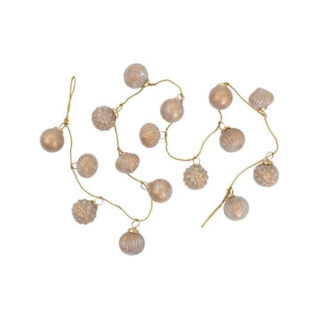 Embossed Mercury Glass Ball Ornament Garland, Marbled Taupe