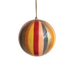 Hand-Painted Paper Mache Ball Ornament