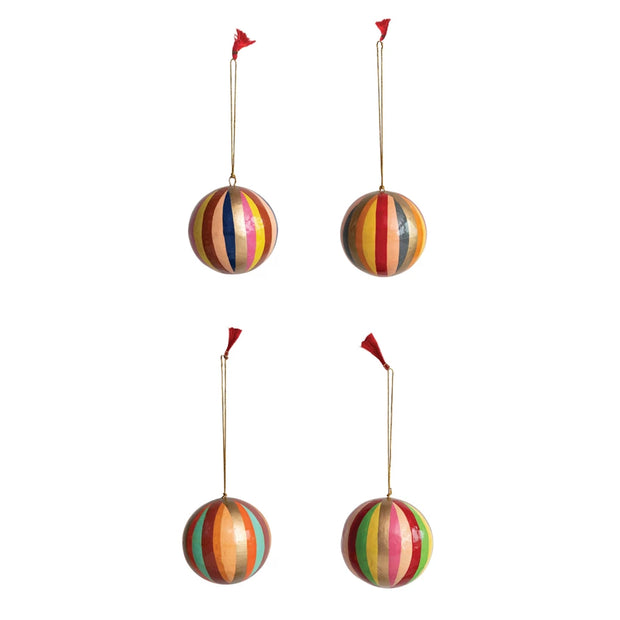 Hand-Painted Paper Mache Ball Ornament