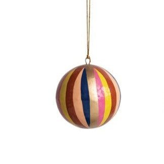 Hand-Painted Paper Mache Ball Ornament