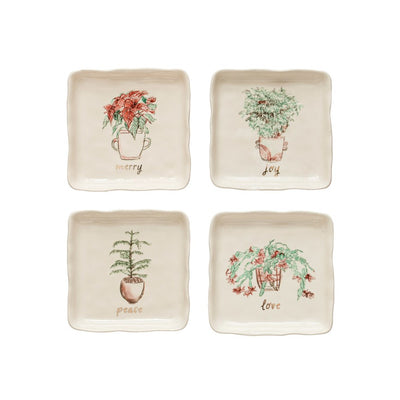 Holiday Square Stoneware Plate