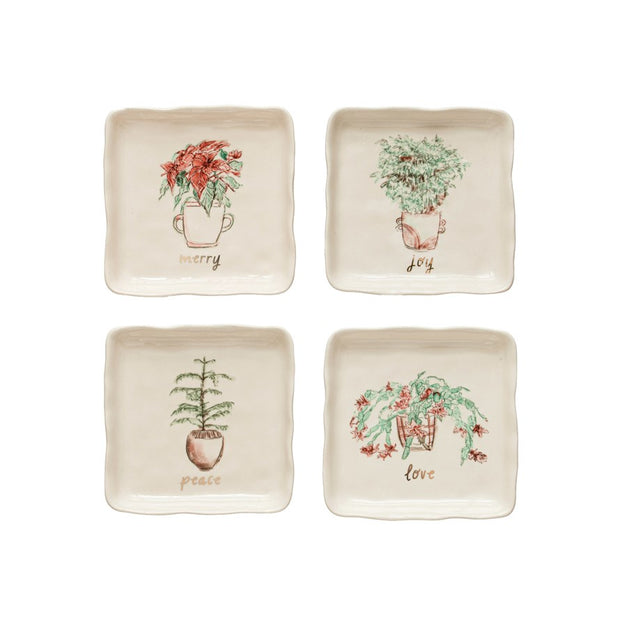 Holiday Square Stoneware Plate