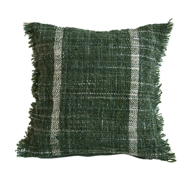 Green Plaid Woven Wool Pillow