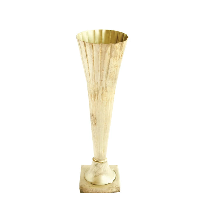 Metal Fluted Vase - Pewter