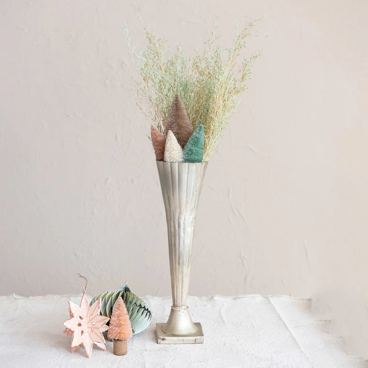 Metal Fluted Vase - Pewter