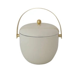 1-1/2 Quart Enameled Stainless Steel Ice Bucket with Gold Finish Knob &amp; Handle
