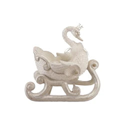 Foam &amp; Fabric Swan Shaped Sleigh with Glitter, Sequins &amp; Feathers, White