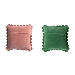 20" Square Cotton &amp; Linen Pillow with Saying &amp; Scalloped Flange, 2 Styles ©