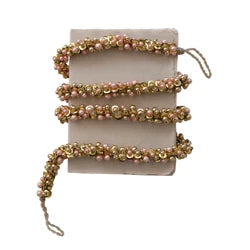 Faux Pearl &amp; Glass Beaded Garland, Gold Finish &amp; Pink