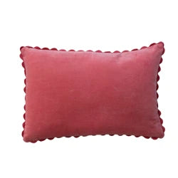 Cotton Slub Lumbar Pillow with Embroidery, Ric Rac Trim &amp; Velvet Back ©
