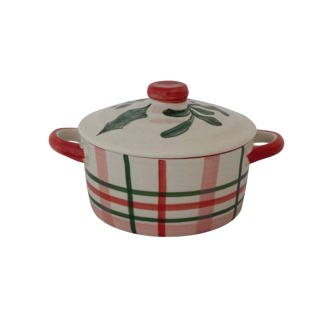 2-1/2 Cup Hand-Painted Stoneware Baker with Lid (Each One Will Vary)