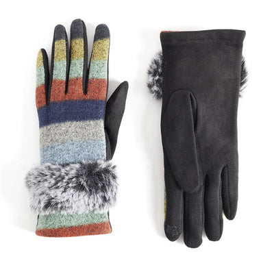 Fur Stripe Touch Screen Gloves