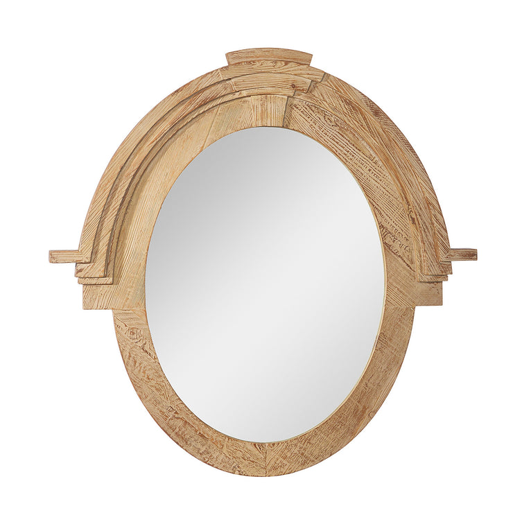 Natural Wood Oval Mirror