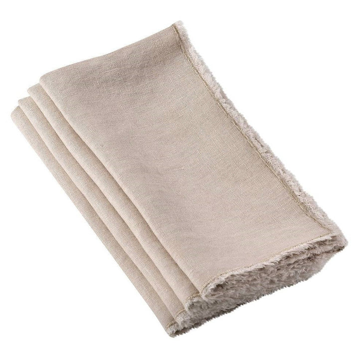 Fringed Design Stone Washed Napkin - Set/4