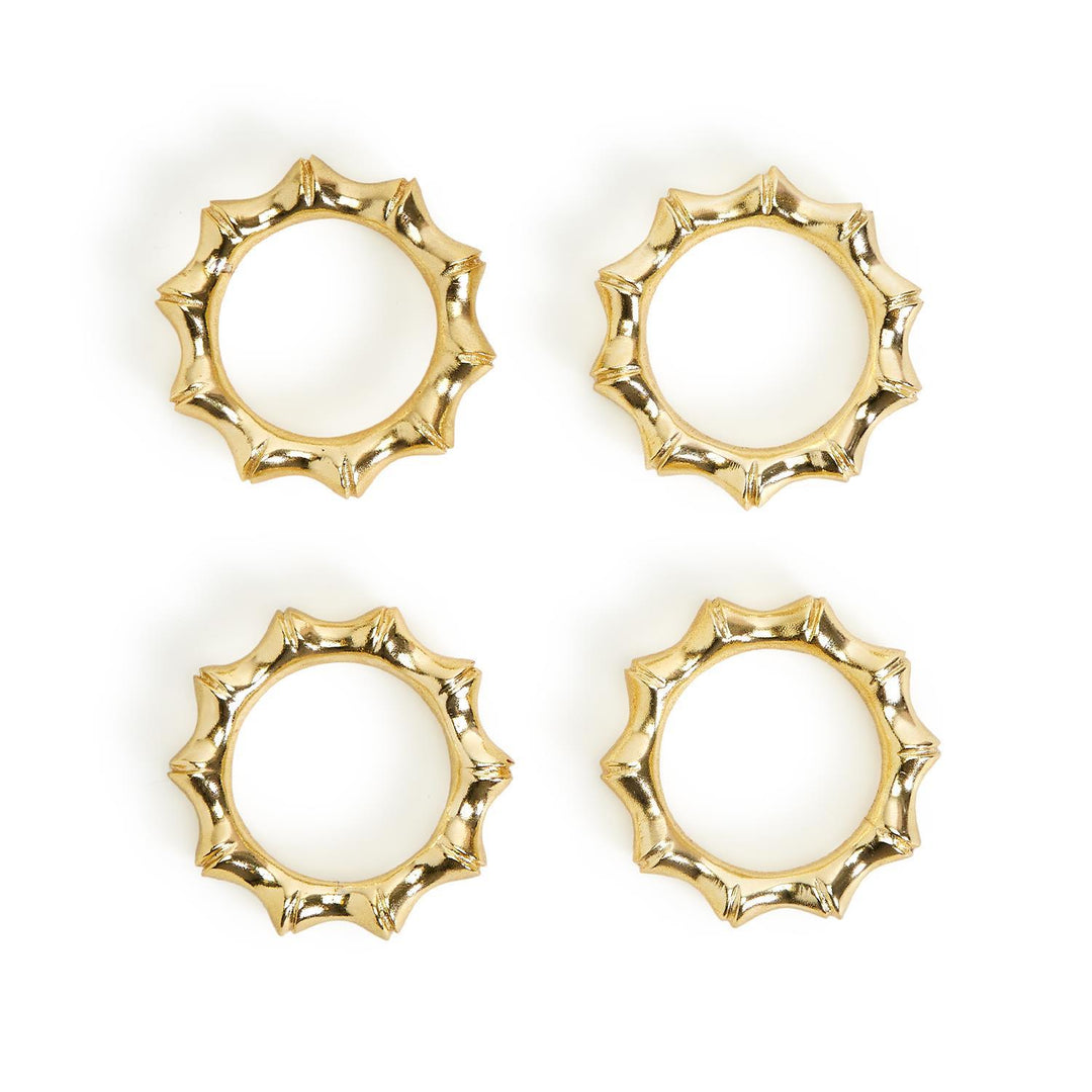 Napkin Ring Set/4 - Gold Bamboo