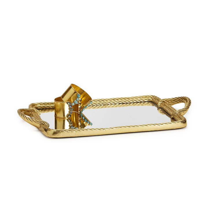 Golden Threads Rope Mirrored Tray