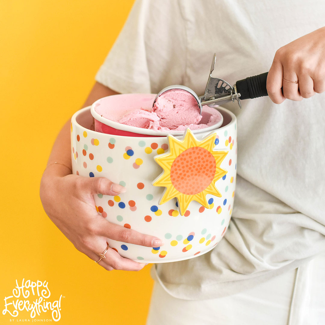 Happy Everything Mini Bowl-White Stripe