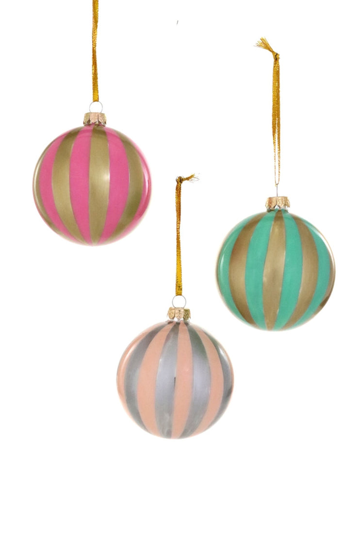Striped Metallic and Pastel Ball Ornament