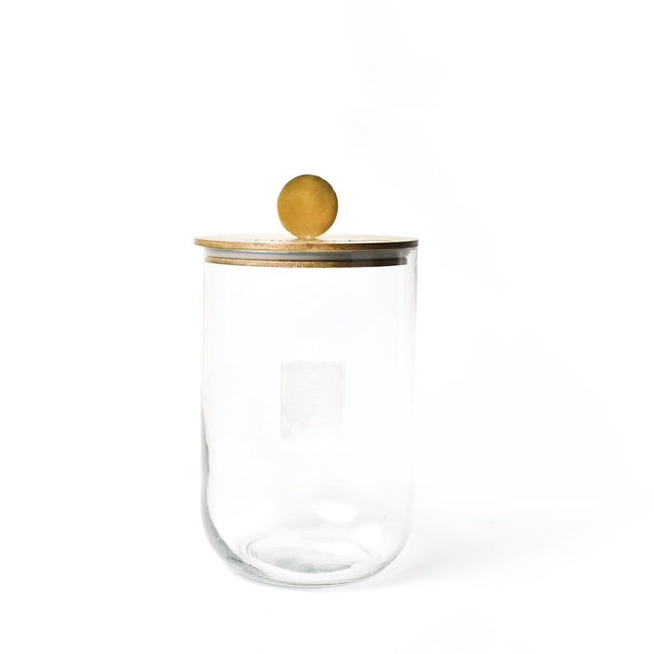 Happy Everything Wooden Lid Glass Jar-Small Mini