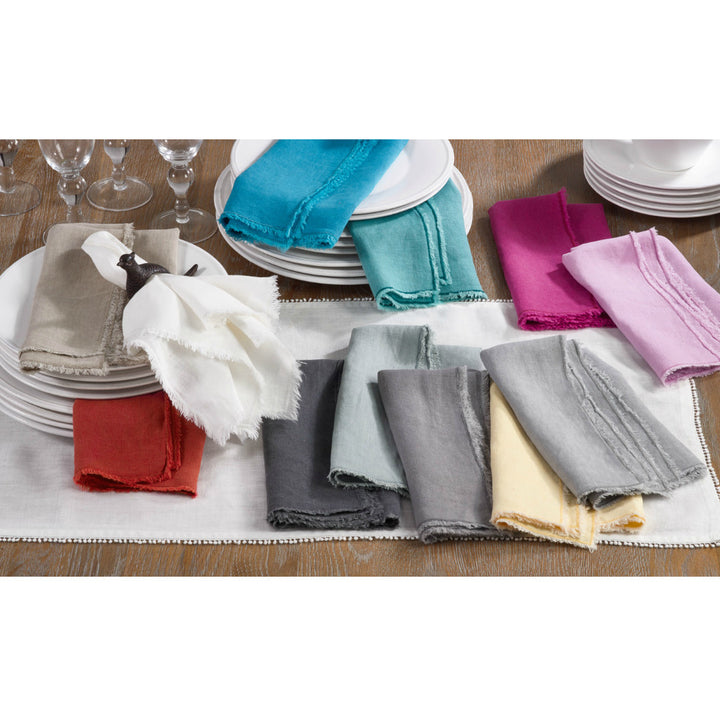 Fringed Design Stone Washed Napkin - Set/4