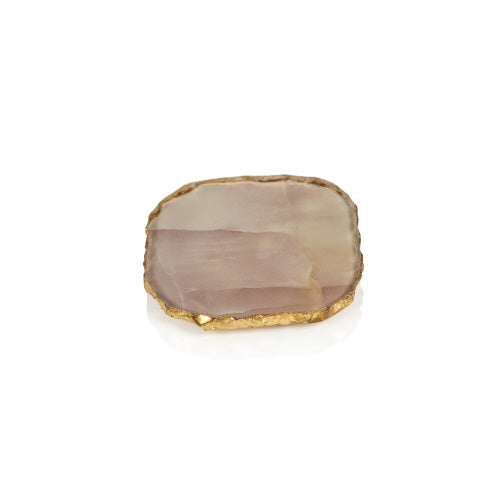 Agate Marble Glass Coaster w/ Gold Rim