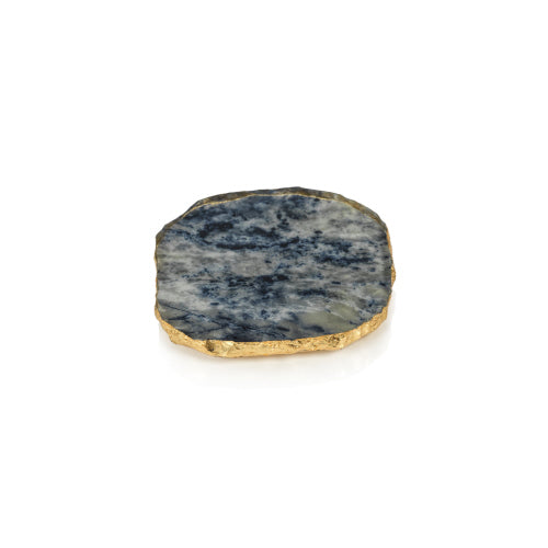 Agate Marble Glass Coaster w/ Gold Rim